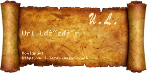 Uri Lázár névjegykártya